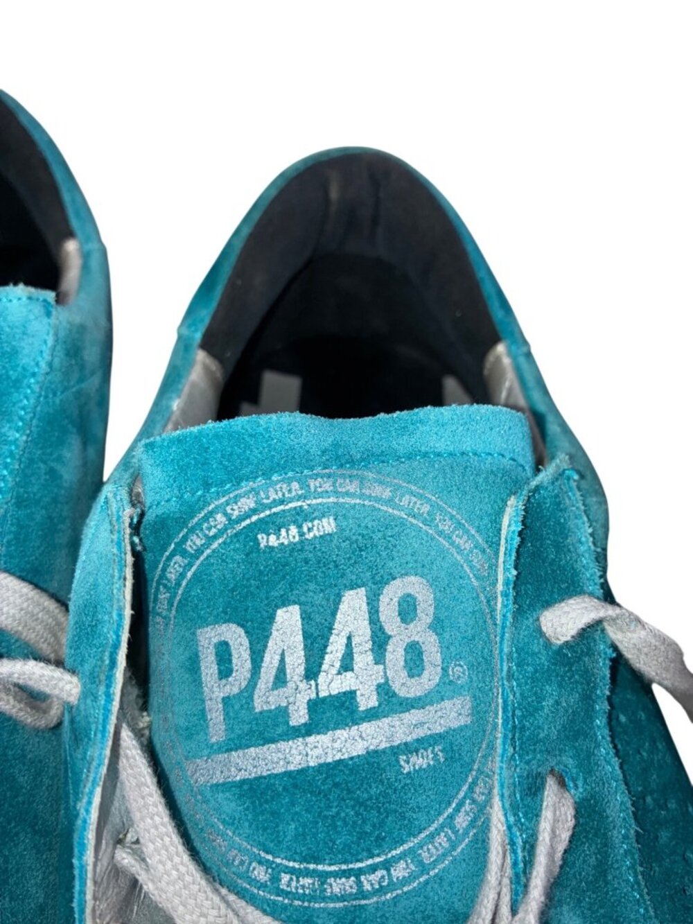 P448 Jack Caraibi Mens Low Top Suede Sneakers EU 48 US 14 Turquoise Blue - Picture 14 of 14